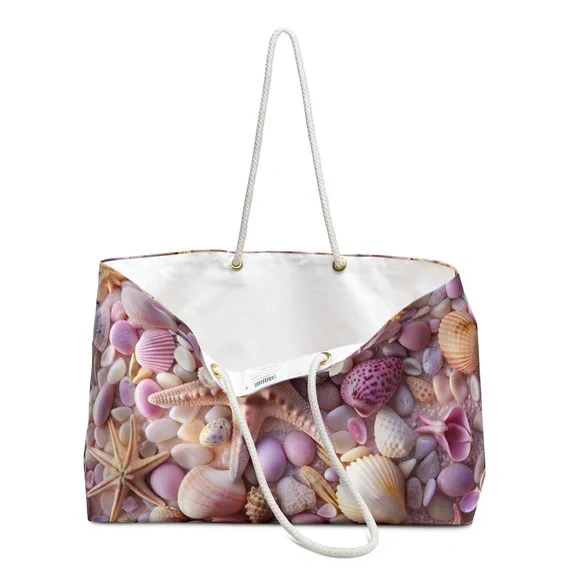 Seashell & Starfish Tote Bag – Large Beach Shoulder Bag - Picture 3 of 3